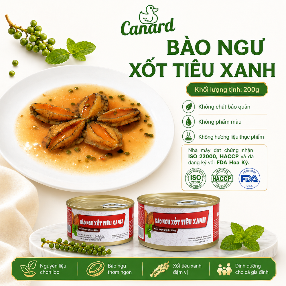 Bào ngư xốt tiêu xanh của Canard - Thanh thơm dậy vị, tinh tế trong từng thưởng thức